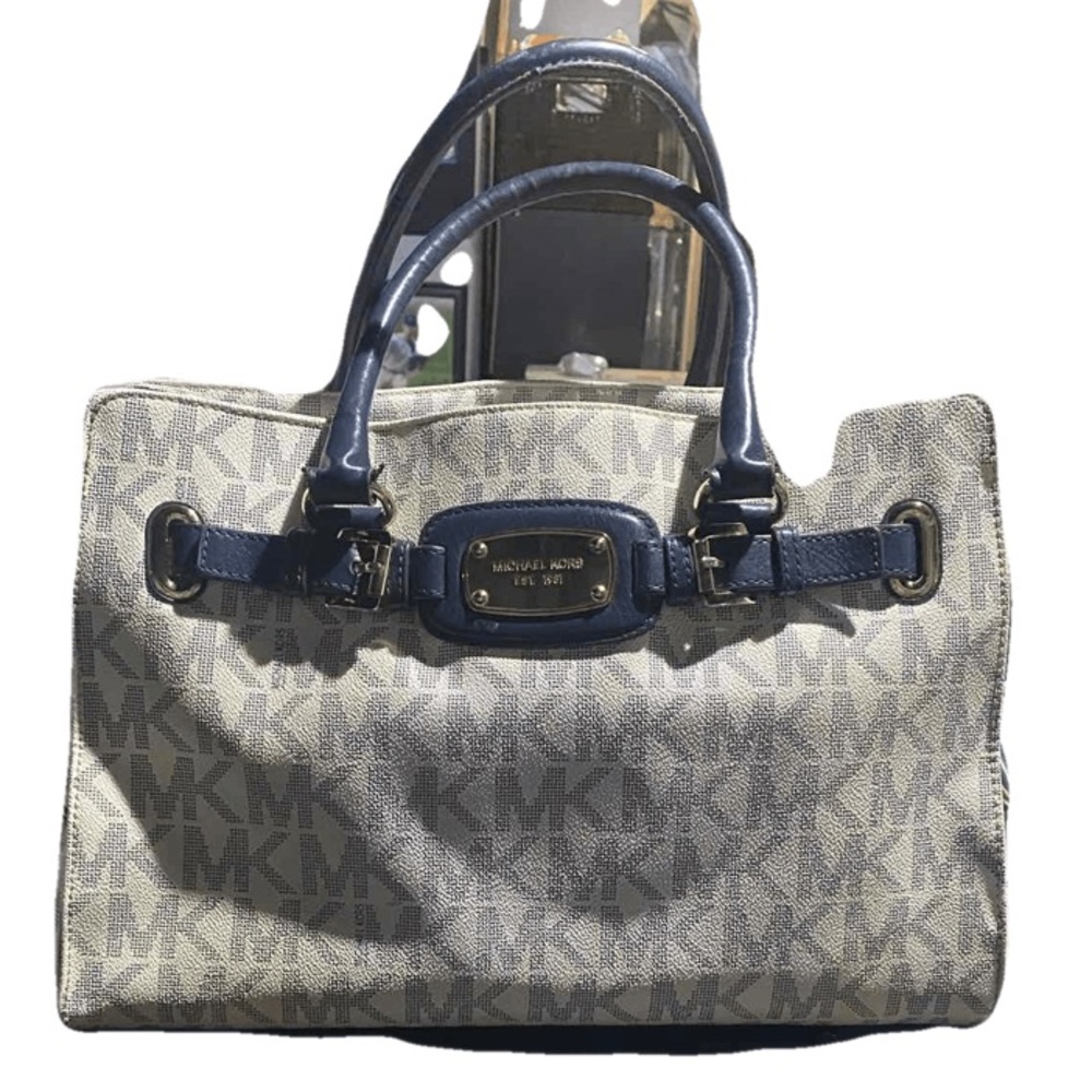 Michael Kors Monogram Cream and Navy Tote